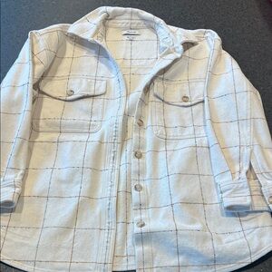 Madewell Cream Plaid Button Down Shirt Jacket